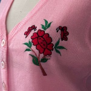 Embroidered Pink Sweater Vest
